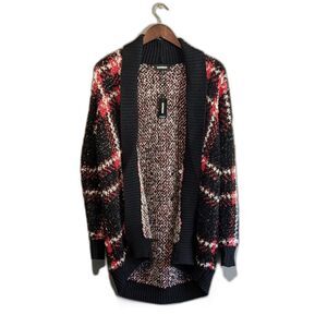 Express Size XS Womens Draped Front Cardigan Sweater Extra Small Black Red NWT